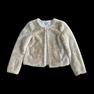DKNYC Donna Karan Cream Faux Fur Jacket S